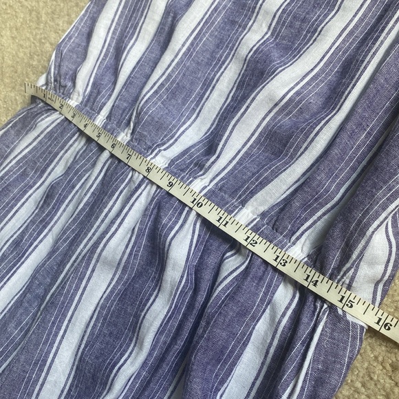 Loft Outlet Blue & White Striped Wide Leg Linen Blend Jumpsuit M - Picture 10 of 17